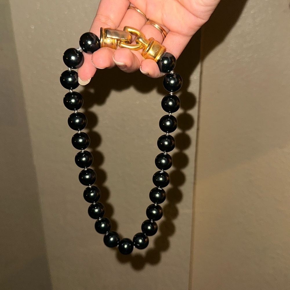Beautiful heavy vintage black and gold pearl necklace
